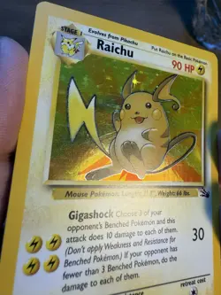 Pokemon Raichu #14/62 Fossil Set Holographic Card 1999-2000 - Image 3