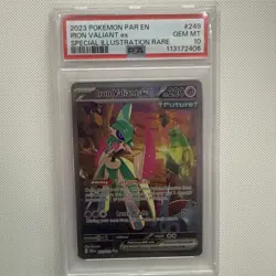 Pokemon Iron Valiant EX TCG Card 249/182 Sir Sv04: Paradox Rift Psa 10 - Image 1