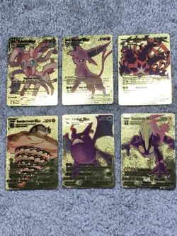 Pokemon 21 Espeon,Sylveon,Dracozolt&More Hi-Gloss Gold Foil Fan Art Cards LP - Image 2