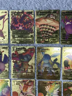 Pokemon 21 Espeon,Sylveon,Dracozolt&More Hi-Gloss Gold Foil Fan Art Cards LP - Image 4