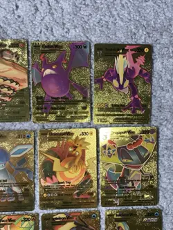 Pokemon 21 Espeon,Sylveon,Dracozolt&More Hi-Gloss Gold Foil Fan Art Cards LP - Image 5