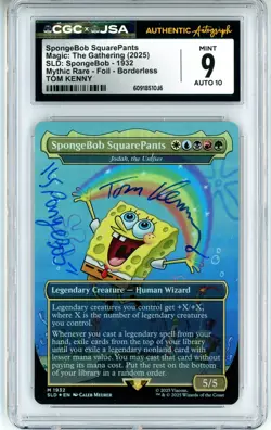 CGC MINT 9 Auto 10 Tom Kenny SpongeBob SquarePants SDL M 1932 Foil Borderless - Image 1