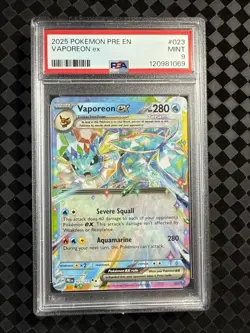 2025 Pokemon Pre En Prismatic Evolution#023 Vaporeon Ex PSA 9 - Image 1