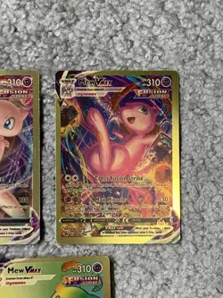 Pokemon Set of 3 Mew VMax HP310 Cross Fusion Strike Gold Foil Fan Art NM! - Image 3