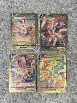 Pokemon Set of 4 Sylveon VMax HP310 Precious Touch Gold Foil Fan Art NM! - Image 1