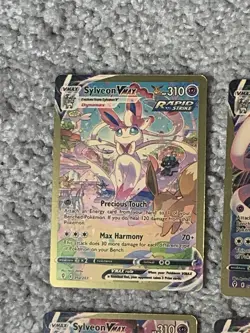 Pokemon Set of 4 Sylveon VMax HP310 Precious Touch Gold Foil Fan Art NM! - Image 2