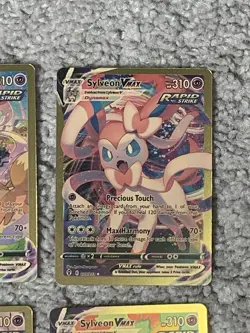 Pokemon Set of 4 Sylveon VMax HP310 Precious Touch Gold Foil Fan Art NM! - Image 3