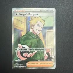 Pokemon TCG Mega Evolution Lt. Surge's Bargain Full Art Trainer 170/132 NM Mint - Image 1