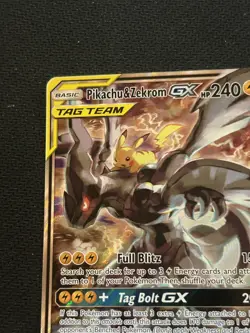 Pokemon Card - Pikachu And Zekrom GX promo SM168 Black Star Full Art Holo Nm - Image 5