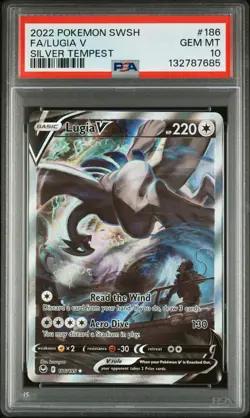 2022 POKEMON SWORD & SHIELD SILVER TEMPEST #186 FULL ART/LUGIA V PSA 10 - Image 1