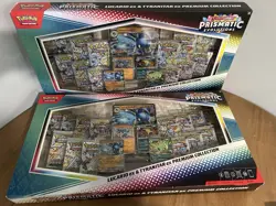 Pokemon Prismatic Evolutions Lucario Ex & Tyranitar Ex Premium Collection 2x Lot - Image 1