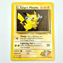 Lt. Surge's Pikachu 81/132 Near Mint+ Gym Heroes Non Holo Vintage Pokemon TCG - Image 1