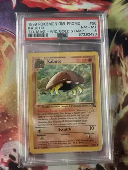 PSA 8 Kabuto 50/62 W Gold Stamp Top Deck Magazine December 1999 English Pokemon - Image 1