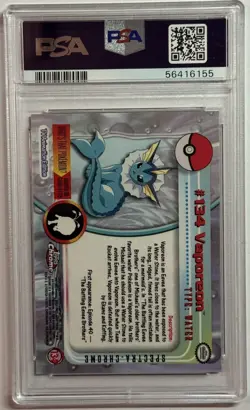 2000 Topps Chrome Pokemon TV Vaporeon Spectra Refractor #134 PSA 8 NM-MT - Image 2