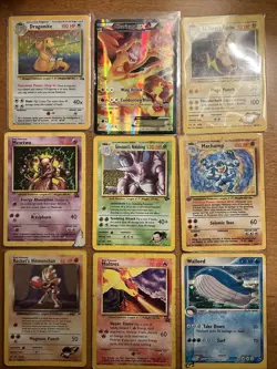 Pokemon TCG MASSIVE 9 Card DAMAGED Lot Charizard EX, Machamp 1st Ed, Dragonite - Image 1