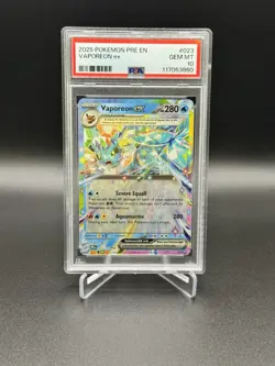 2025 Pokemon PRE EN Prismatic Evolutions #023 Vaporeon EX PSA 10 - Image 1