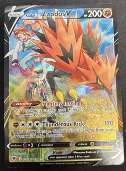 Pokemon Galarian Zapdos V TG19/TG30 SWSH10: Astral Radiance Trainer Gallery - Image 1