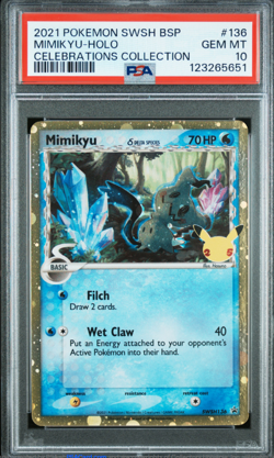 2021 Pokemon Mimikyu Celebrations Promo SWSH136 - Black Star Promo - PSA 10 Gem - Image 1