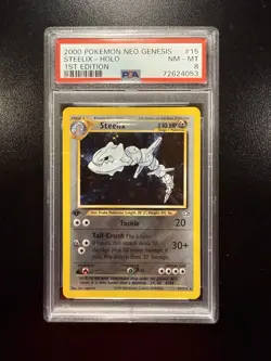 2000 Pokemon Neo Genesis Steelix #15 1st Edition PSA 8 - Image 1