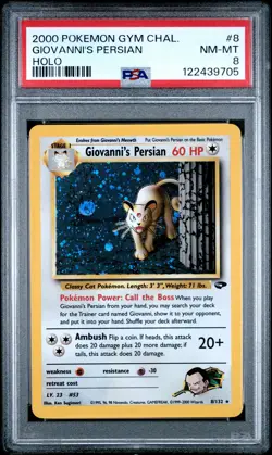 2000 POKEMON GYM CHALLENGE HOLO #8 GIOVANNI'S PERSIAN PSA 8 - Image 1