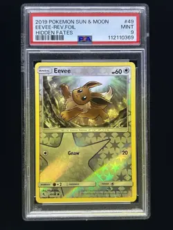 PSA 9 Eevee 49/68 Hidden Fates Reverse Holo 2019 Pokemon - Image 1