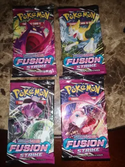 4 Pokemon TCG Fusion Strike Booster Packs Factory Sealed Complete Art Set - Image 1