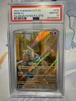 Pokemon Mimikyu Paldean Fates Pokemon Center Promo 075 PSA 10 Exclusive Stamp - Image 1