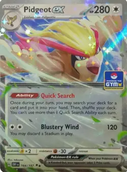 Pidgeot ex (#164/197) Asia Exclusive Gym Stamp Promo - Holofoil PR NM Pokemon - Image 1