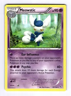 Meowstic XY - Flashfire #43 (2014) Rare NM Pokemon - Image 1