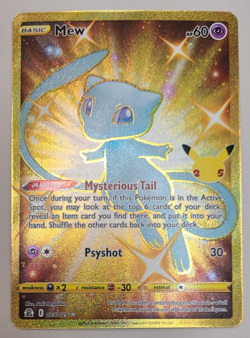 Pokemon TCG - Mew 025/025 Secret Rare Celebrations 25th Anniversary Gold NM Card - Image 1