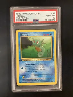 PSA 10 Pokemon TCG 1999 Pokemon Fossil #49 Horsea 1st Edition GEM MT - Image 1