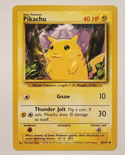 1995 pikachu pokemon card 58/102 Thunder Jolt 40 HP Basic Pokemon - Image 1