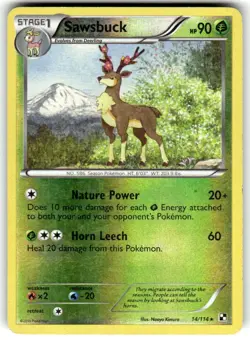 Pokemon TCG Sawsbuck Black & White Card 14/114 Reverse Holo LP - Image 1