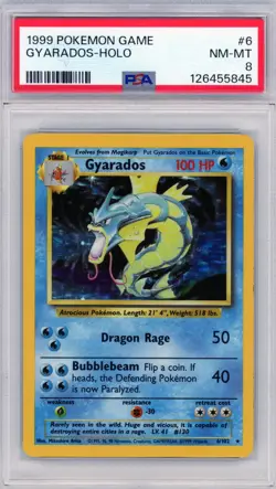 PSA 8 Gyarados 6/102 Pokemon Base Set Holo Graded Pokemon Card 1999 - WOTC - ? - Image 1