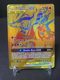 Reshiram & Charizard GX SM247 Pokemon 2021 TCG Black Star Promo Holo Card NM B - Image 1