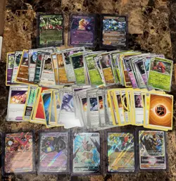 Pokemon Lot 100 Cards Eng Regular, Item, Holo, Reverse Holo, EX V VStar Cards - Image 1