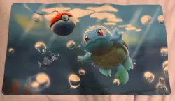 Squirtle Custom Rubber Playmat Mousepad 14x24 Pokemon Trading Card Game New - Image 1