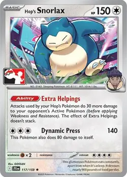 Hop's Snorlax 117/159 Prize Pack Series Cards Regular for sale online - Image 3