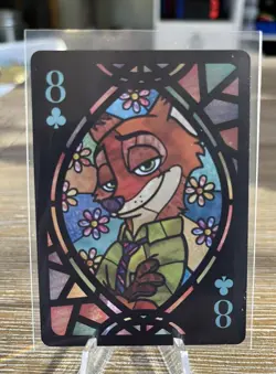 Nick wilde ZOOTOPIA 8 clover disney Stained glass playing cards TENYO trump - Image 1