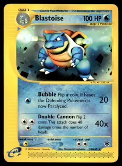 2002 Pokemon E-Card - Expedition 36/165 Blastoise Light Play - Image 1