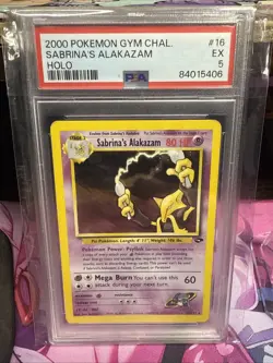 PSA 5 EX 2000 POKEMON GYM CHALLENGE SET SABRINA'S ALAKAZAM HOLO CARD 16/132 - Image 1