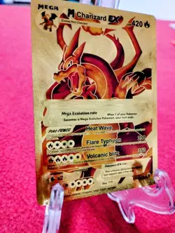 Mega Charizard EX Gold Foil Fan Art Pokemon Card - Image 1