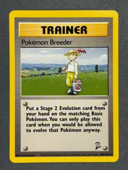 Pokemon Breeder 105/130 Base Set 2 Rare Pokemon TRAINER Card 2000 WOTC LP - Image 1