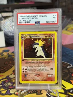 Pokemon PSA 7 NM 2000 Typhlosion 18/111 1st Edition Neo Genesis Holo Card - Image 1