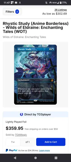 Rhystic Study (Anime Borderless) Wilds of Eldraine: Enchanting Tales Foil NM MTG - Image 2