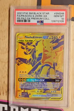 PSA 10 Pikachu & Zekrom GX SM248 Premium Collection Holo Pokemon Fresh Grade - Image 1