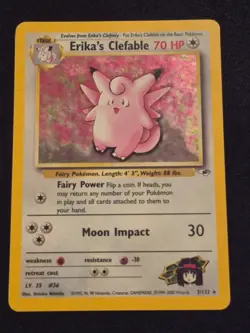 Erika’s Clefable 3/132 Holo Rare Pokemon TCG Gym Heroes WOTC MP - Image 1