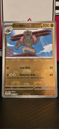 Pokemon TCG Gurdurr 048/086 SV: Black Bolt Master Ball Reverse Holo NM - Image 1