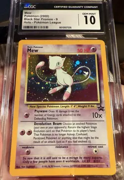 Mew Pokemon 2000 Black Star Promos Holo Pokemon League CGC GM MT 10 - Image 1