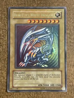 Yugioh Blue-Eyes White Dragon SDK-001 Ultra Rare HOLO BLEED ERROR LP - Image 2